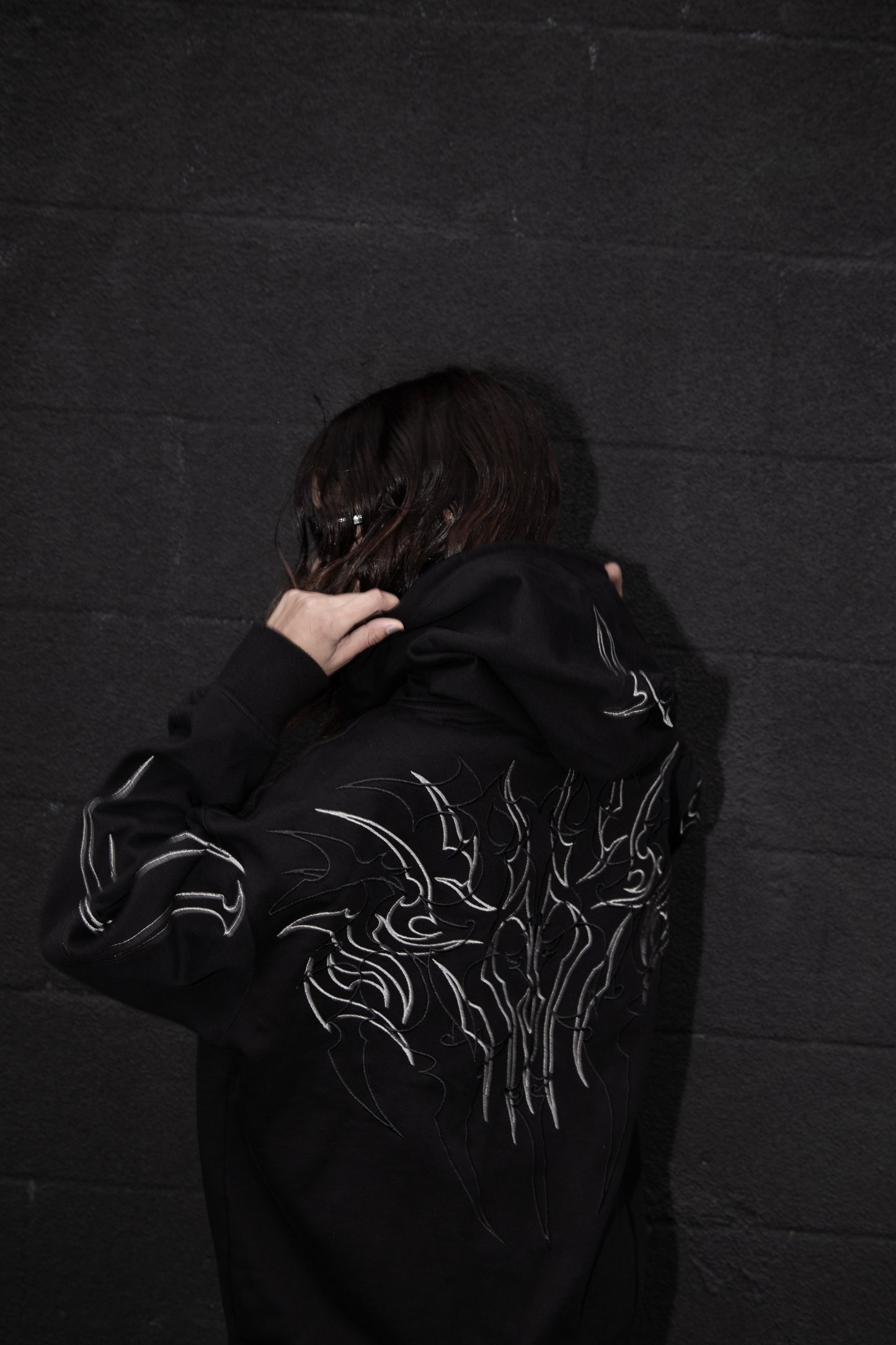 "Graveyard" Quarter Zip Hoodie (Black)