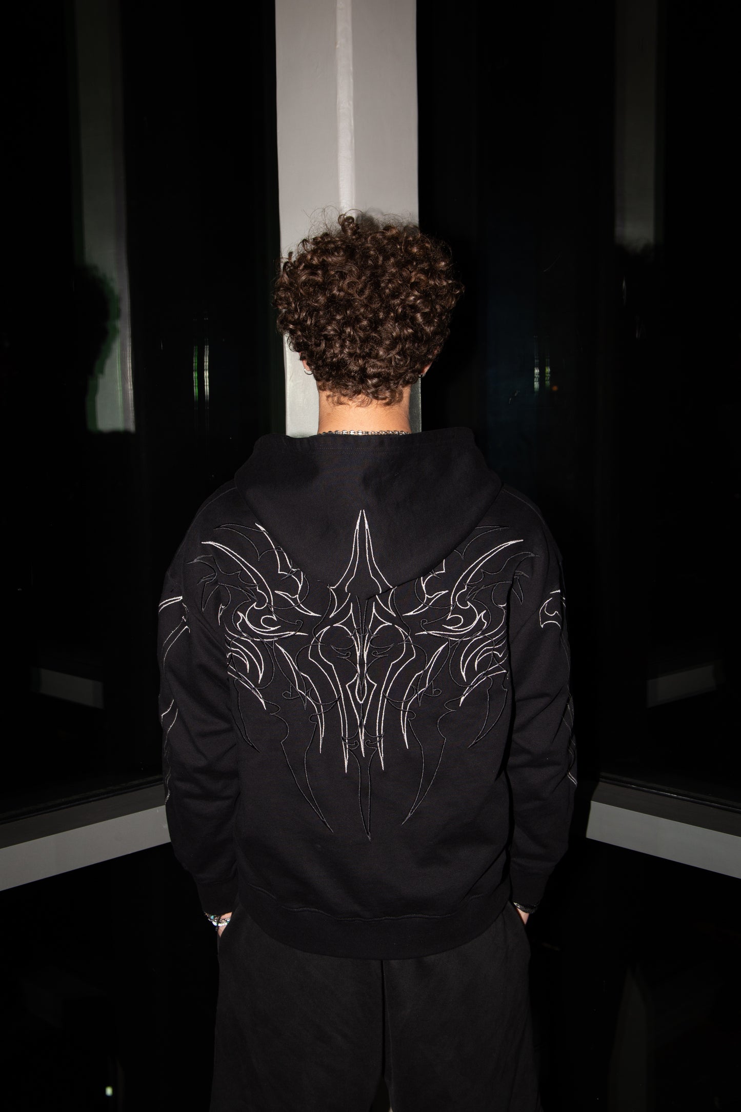 "Graveyard" Quarter Zip Hoodie (Black)