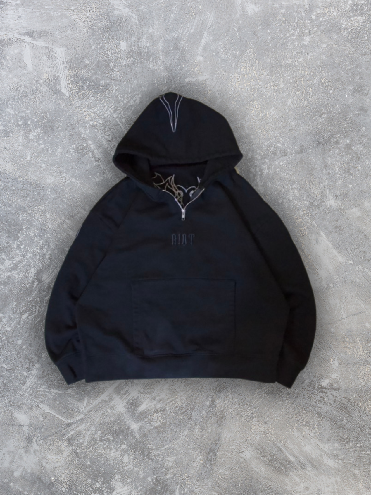 "Graveyard" Quarter Zip Hoodie (Black)